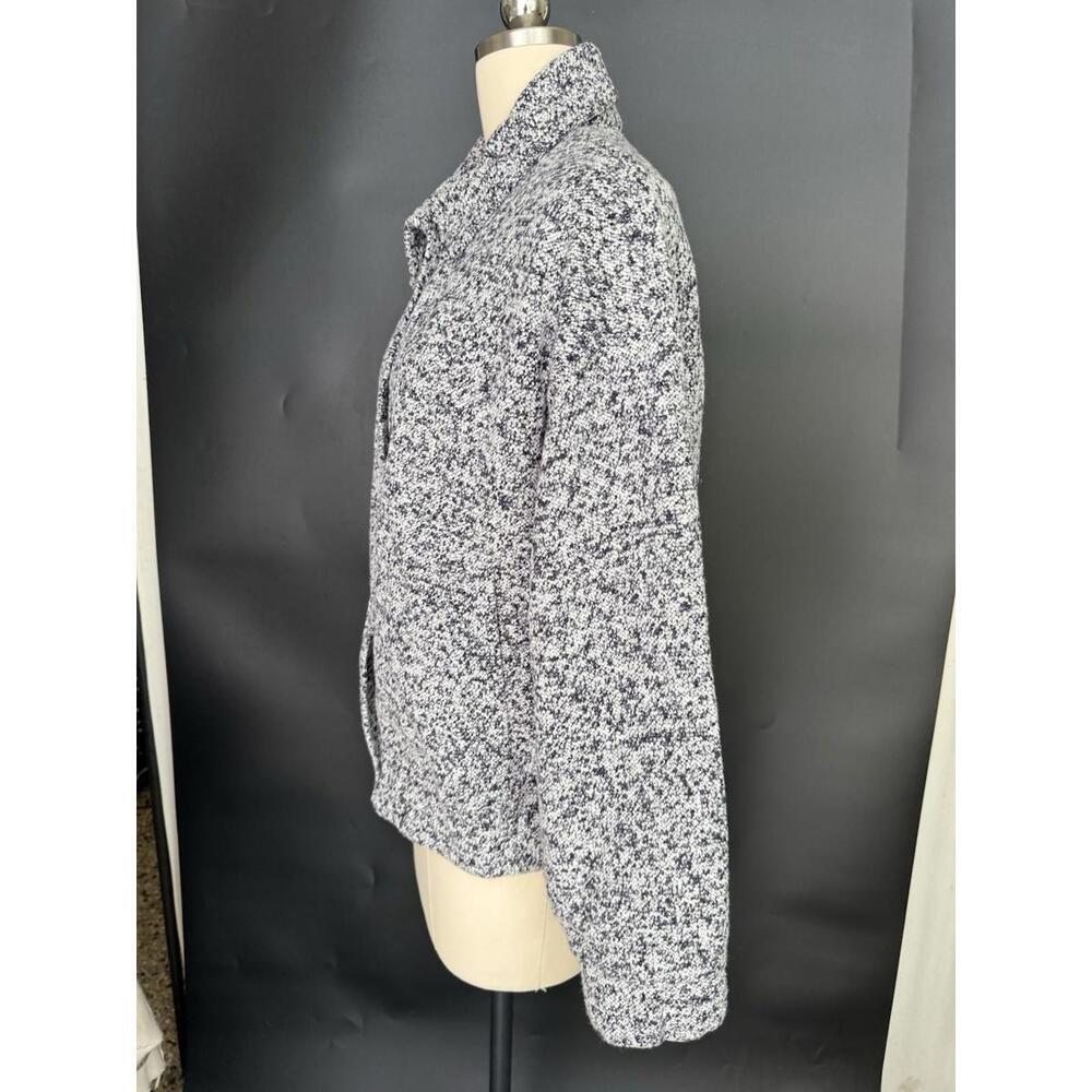 OFFLINE AERIE Boucle Jacket Cardigan Tweed Navy Faux Leather Trim Sz M - Picture 5 of 11